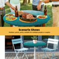 thumbnail image 6 of Elastic Fitted Round Tablecloth, Teal Ombre Waterproof Stretch Table Cover for 36"-44" Tables, Contemporary Gradient Abstract Art Washable Outdoor Tablecloths for Patio, Picnic, Camping, 6 of 9