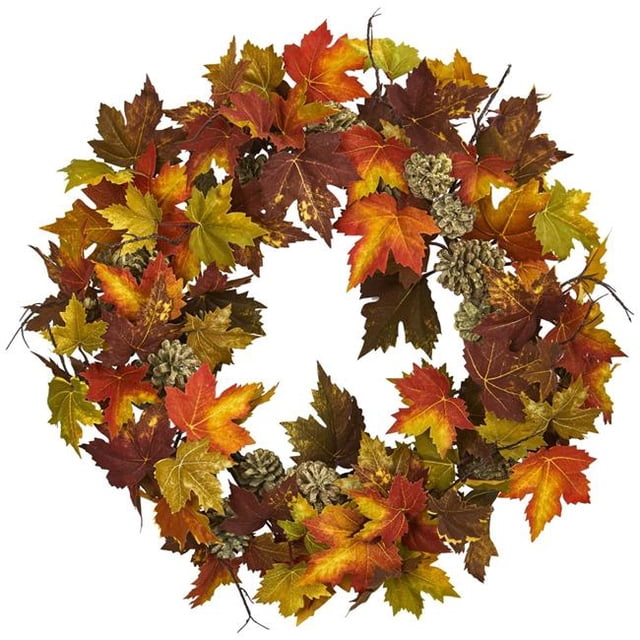 Nearly Natural 4150 24 in. Maple Pine Cone Wreath