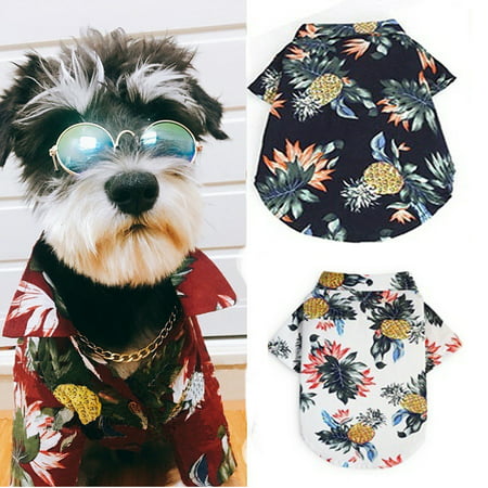 Summer Pet Dog Cat Pineapple Printed Shirt Tops Puppy Clothes Hawaii Costume