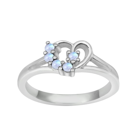 Heart Shape 0.10 Ctw Moonstone 925 Sterling Silver Love Mother's Day Gift Ring
