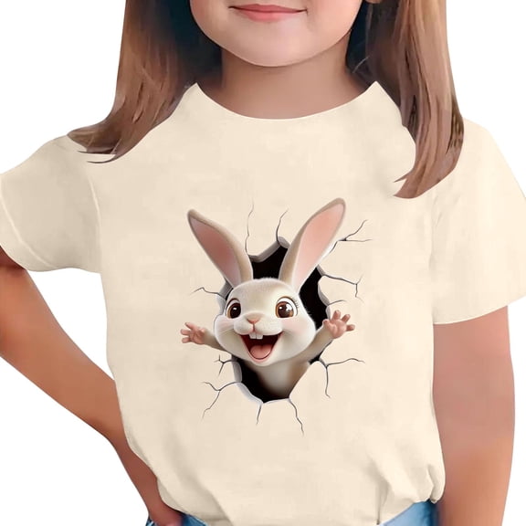 Kids Girl Boy Happy Gift Easter Egg Casual T Shirts Short Sleeve Tee Tops for Child Crew Neck Spandex Print Summer Fall Shirts 2026 Clothes