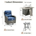 thumbnail image 2 of Planntonneo 7 Pieces Outdoor Patio Furniture Set with Fire Pit Table, 4 Swivel Rocking Chairs with 6" Thick Cushion and 2 Rattan Tables for Porch Deck Garden Backyard, Grey/Blue, 2 of 13