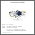 thumbnail image 5 of Gem Stone King 925 Sterling Silver and 10K Yellow Gold Blue Sapphire and White Lab Grown Diamond Two Stone Crossover Ring for Women (1.12 Cttw, Gemstone Birthstone, Size 6), 5 of 5