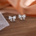 thumbnail image 3 of Silver & Stone Jewels 925 Sterling Silver Butterfly Bow Bowknot CZ Stud Earrings Women, 3 of 5