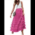 thumbnail image 3 of Faldas Largas de Tul para Mujer, Corte A, Volantes, Cintura Alta, Escalonadas, , Tutú, Enagua Rosa Roja XL, 3 of 8