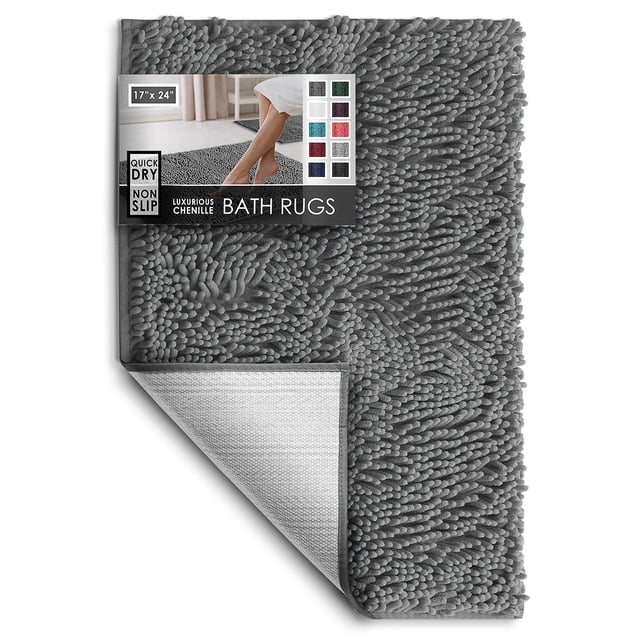 Alfombra de Baño Hearth & Harbor Chenille Gris 43x61 cm