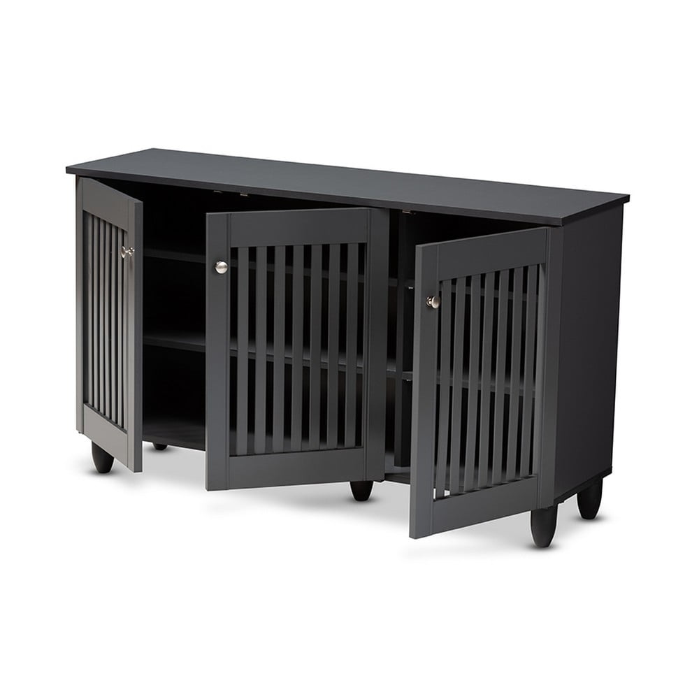 Baxton Studio Fernanda 3 Door Wood Entryway Shoe Cabinet in Dark Gray Walmart
