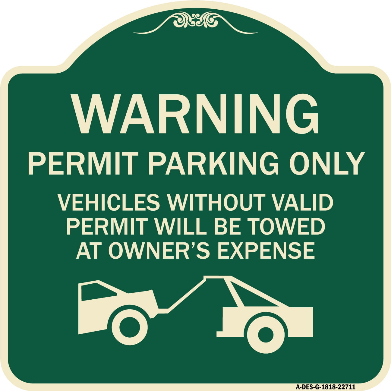 Signmission Designer Series Sign Warning Permit Parking Only Vehicles Without Permits Will Be 1908