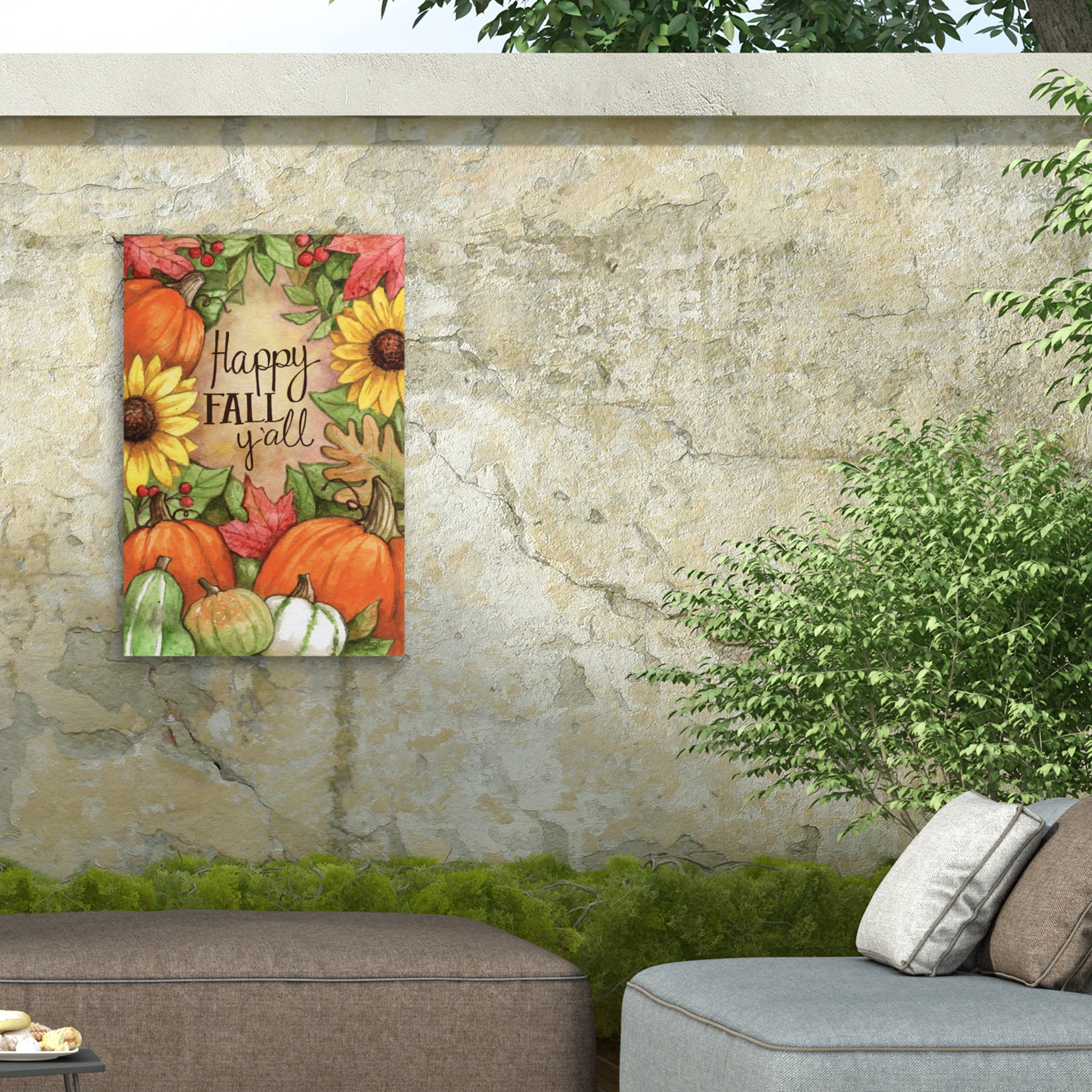 Melinda Hipsher 'Happy Fall Pumpkins' Outdoor Canvas 32x22