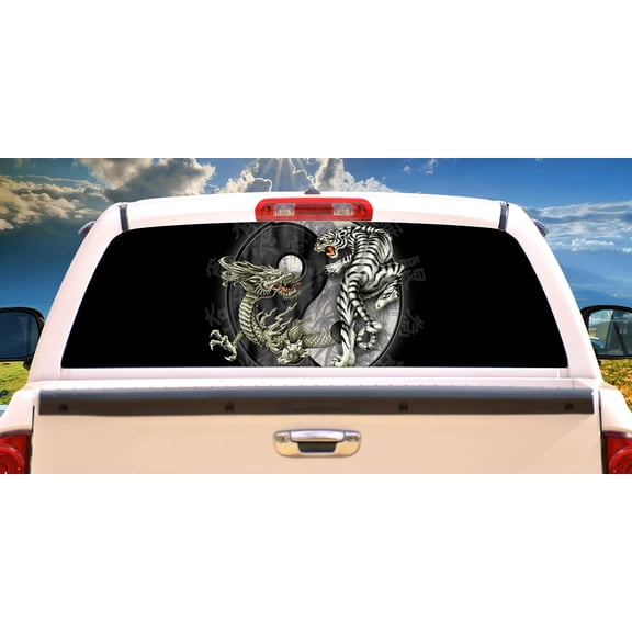 YING YANG Rear Window Graphic back truck decal suv view thru vinyl Yin