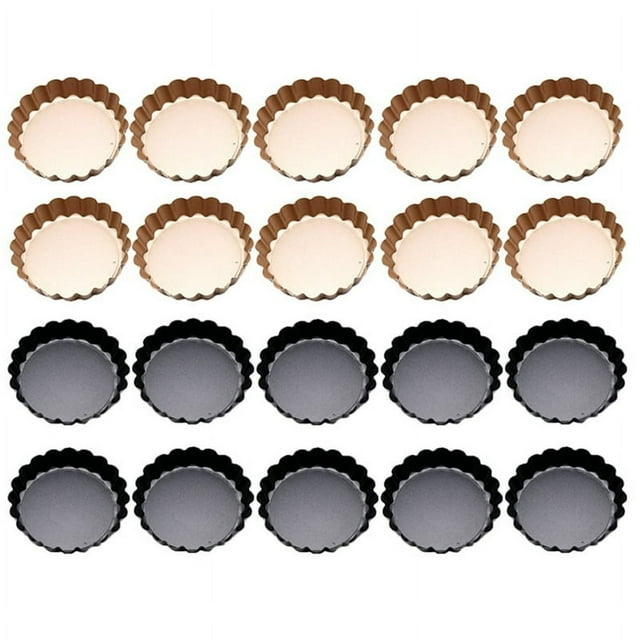 Dsseng 20Pcs Mini Tart Pans with Removable Bottom Mold 4 Inch Round Non-Stick Tart Pans Suitable for Cake Dessert Baking Etc.