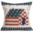 thumbnail image 2 of Set of 4 Patriotic American Flag Throw Pillow Covers 16x16 Inch 4th of July Independence Day Decorative Pillow Covers Vintage Farmhouse Pillow Covers Home Outdoor Decor, 2 of 5
