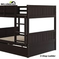 thumbnail image 2 of BELLEMAVE Full Over Full Bunk Bed, Wood Bunk Bed Frame with Twin Trundle, Fence Shaped Guardrails, Ladder, Headboard, Convertible into 2 Bed, Full Bunk Bed for Adult, Teens (Espresso), 2 of 13