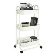 Realspace Mobile 3-Tier Storage Cart, 35-5/8"H x 17-15/16"W x 14-5/16"D, Off-White