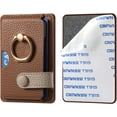 thumbnail image 3 of Wallet Stick on Phone Case, Credit Card Holder with Ring for Back of Phone Cases Flip Leather Wallet Sleeve Pouch Compatible with iPhone, Samsung Galaxy Android Most Smartphones Brown, 3 of 14
