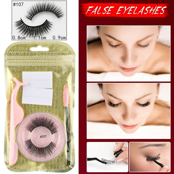 Xihbxyly Pestañas Autoadhesivas Reutilizables con Diseño 3D, Tiras Adhesivas Rápidas y Rizador de Pestañas, Suaves, Cómodas y de Fácil Aplicación, Ideales para Fiestas, Bodas y Uso Diario. Regalo Per