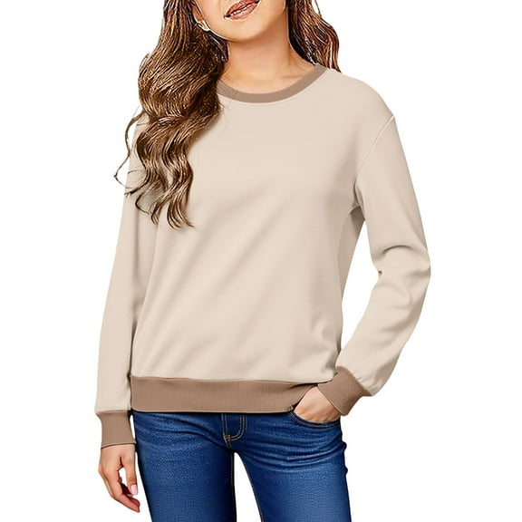 Byoo Toddler Girls Solid Sweatshirt Full Sleeve Crew Neck Pullover Shirts Casual Soft Outerwear Kid Clothing