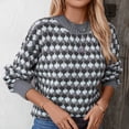 thumbnail image 4 of Ftwytp Jumpers for Women Clearance Sweaters Casual Round Neck Long Sleeve Shirts Knitted Stripe Loose Blouse Tops Fall Fashion, 4 of 8