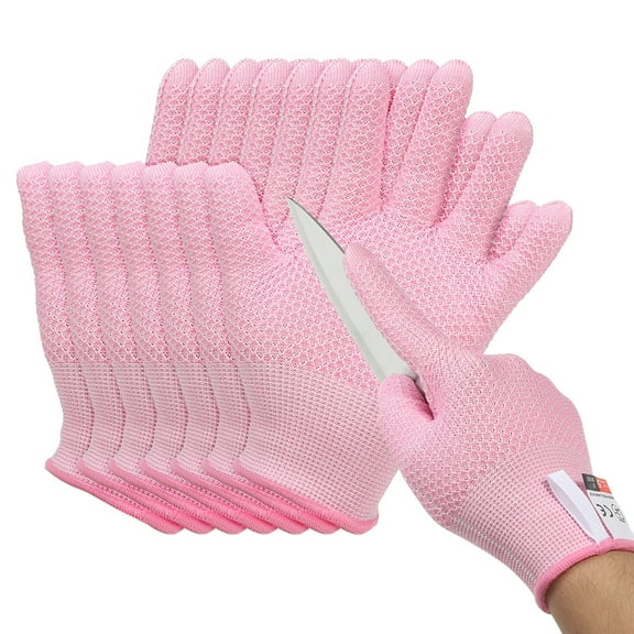Uxcell Cut Resistant Gloves Level 5 Protection Cutting Gloves Anti Cut Kitchen Work Glove for Mandolin Slicing Oyster Shucking, Pink, Large, 4 Pair