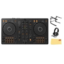 Pioneer DDJ FLX4 DJ Controller - Black Bundle with Laptop Stand, Headphones, and Austin Bazaar Polishing Cloth