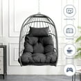 thumbnail image 5 of Outdoor Egg Chair, Hanging Swing Chair with Wrap-Around Cushions, Rattan Patio Folding Egg Chair for Porch Room, Gray Cushion, 5 of 9