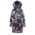 thumbnail image 1 of Chaqueta de algodón con capucha de estilo vintage con estampado grande de longitud media cálida de invierno para mujer Fridja BV0+2908, 1 of 6