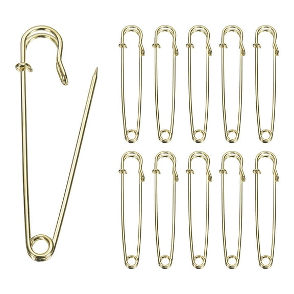 Uxcell 20pcs Safety Pins 4 Inch (100mm) Electroplated Steel Large Safety Pin Heavy Duty Sewing Safety Pins Bulk for Clothes Sewing Arts DIY Crafts, Gold Tone