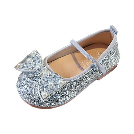 eczipvz Girls  Sandals Little Kids School Uniform Shoes Formal Casual Oxfords Wedding Church Loafer Flats Silver 2.5