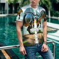thumbnail image 6 of Rateoe Lake Forest Dinosaur A Pattern Men’s Baseball Short Sleeve Polo Shirt, Midweight Men's Shirt Golf Shirt Polo Shirts Quick Dry Short-Medium, 6 of 7