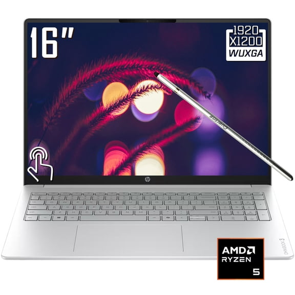 HP OmniBook 3 Laptop, 16" FHD 1920 x 1200 IPS LCD Touchscreen, AMD Ryzen 5 40, 1080p Webcam, Wi-Fi 6, Stylus Pen, Windows 11 Home (8GB DDR5 RAM 256GB SSD)
