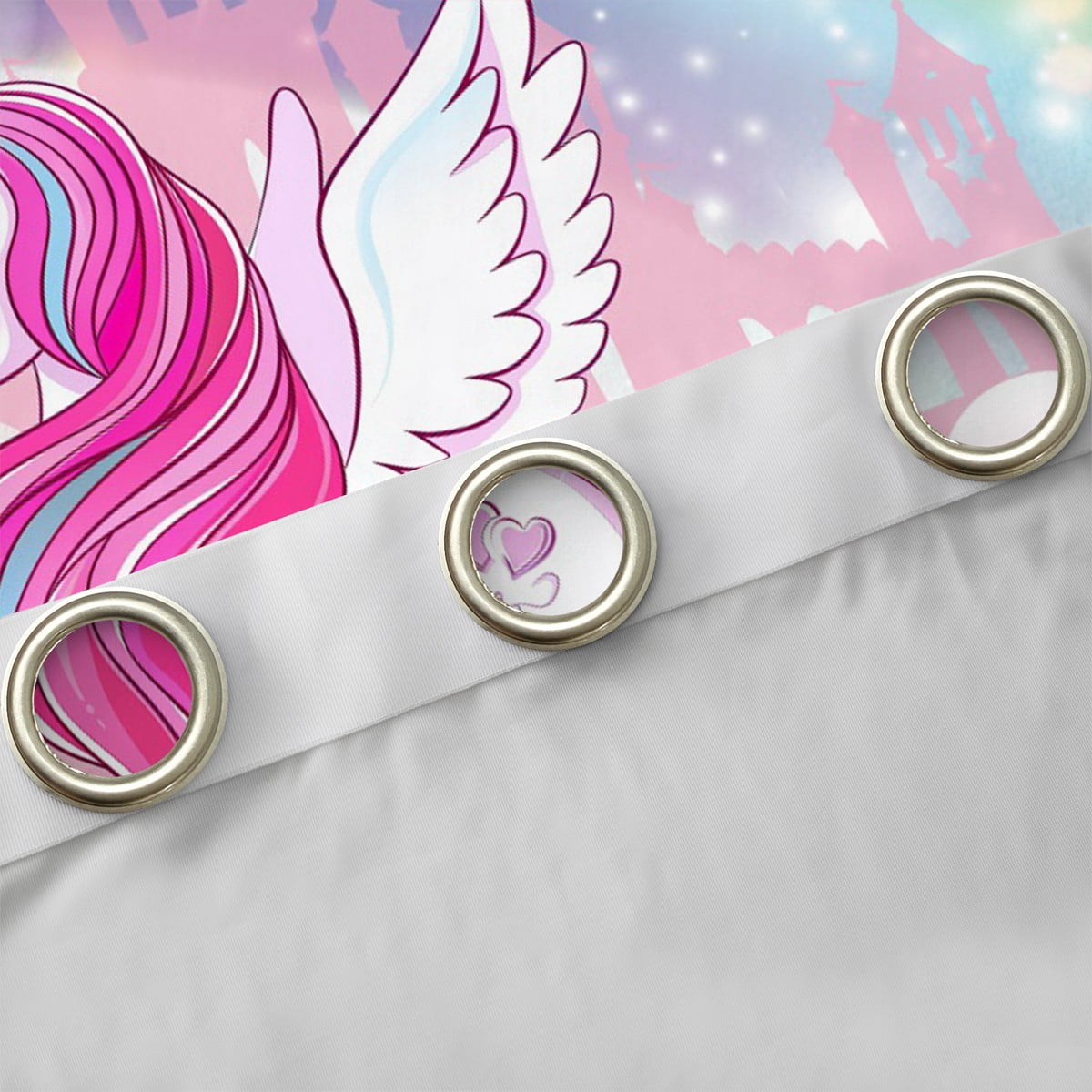 Erosebridal Cute Unicorn Curtains Pack of 2(42x63),Fairy Castle Silhouette Black Out Curtains,Rainbow Galaxy Starry Curtains for Living Room For Girls,Ultra Soft Bedroom Decorative