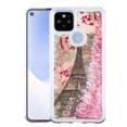 thumbnail image 1 of Kaleidio Case For Google Pixel 5 XL, Pixel 4a (5G Version Only) [Quicksand Glitter] TPU Gel Slim Hybrid Skin Cover [Liquid Eiffel Tower & Pink Hearts], 1 of 1