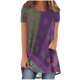 thumbnail image 1 of Tops Cortos para Mujeres Casual Impreso Delantero Corto Espalda Larga Manga Corta Raglan Cuello Redondo Superior, 1 of 5