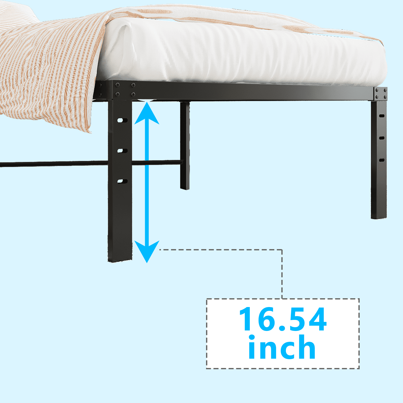 Twin Size 18 Inch High Heavy Duty Metal Platform Bed Frame Noise Free Sturdy Steel Bed Base No Box Spring Required Large Underbed Storage For Dorm Kids Bedroom Guest Room