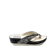 thumbnail image 2 of GC Shoes Womens Open Toe Wedge Sandals, Comfy Vegan Leather Slip On Low Heel Animal Print Strap Thong Platform, Black/ 8.5, 2 of 5