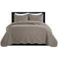 thumbnail image 5 of Imperial Rooms 3 Piece Bedspread Chevron Pattern Soft Microfiber Reversible Quilt Set with 2 Pillow Shams, Beige Queen, 5 of 10