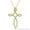 Yellow Gold Plated, variant on Loop Cross Cubic Zirconia CZ Crystal Pave 36x26mm (1.4x1in) Christian Pendant & Chain Necklace in .925 Sterling Silver w/ 14k Yellow Gold