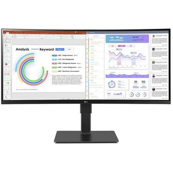LG UltraWide 34BQ77QE-B - LED monitor - curved - 34" - 3440 x 1440 UWQHD @ 60 Hz - IPS - 300 cd/m������ - 1000:1 - HDR10 - 5 ms - 2xHDMI, DisplayPort, USB-C - speakers - black texture
