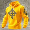 thumbnail image 2 of IWRICH Men's St. Patrick's Day Printed Waffle Knit Hoodie Irish Celtic Cross Shamrock Sweatshirt Yellow XXXL, 2 of 4