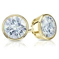 thumbnail image 2 of 14k Yellow Gold Round Moissanite Stud Earrings (2 1/2ct TGW, 7mm, H-I) Bezel-set, Screw-Back by Diamond Wish, 2 of 3