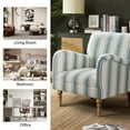 thumbnail image 5 of Stripe Armchair Upholstered Wooden Legs Accent Chair for Home Living Room Bedroom Adult Blue Stripe, 5 of 9