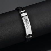 In the Name of Allah Arab Calligraphy Lettering Engraved Leather Bracelet with Buckle, Religious Islamic Bangle Muslim Allah Protection Jewelry Gifts for Ramadan Anniversary, 8.26, Brown
