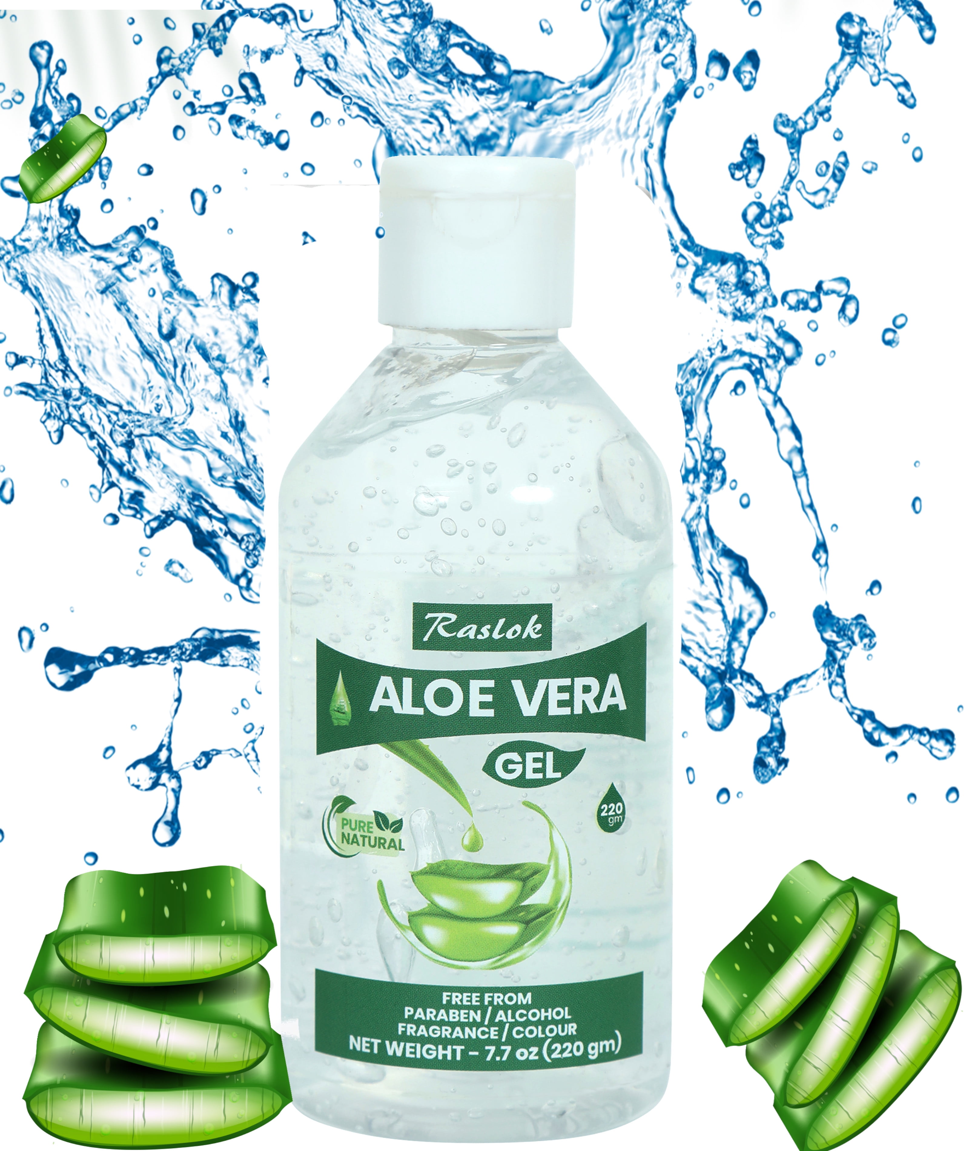 Raslok Aloe Vera Gel | 100% Pure Natural Aloe Gel For Moisturizing Face Skin & Hair Care,Durable Moisturizing Hydrating Soothing, Non-Sticky (7.7 OZ)