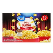 Great Value Extra Butter Flavored Microwave Popcorn, 2.55 oz, 18 Count