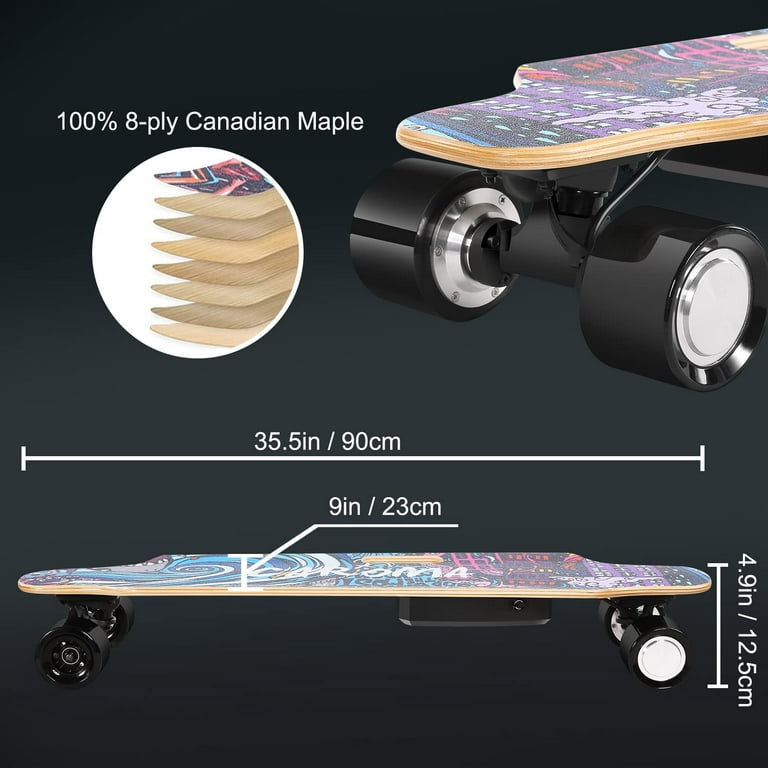 350W Electric Skateboards with Remote, 12.4 mph Top Speed & 8