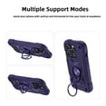 thumbnail image 4 of Double Ring Kickstand Case for iPhone 16 for Women Girls, Rugged Hybrid Heavy Duty 3 in 1 phone Case Soft Silicone Hard PC Full Armor Protective Case for iPhone 16, Darkpurple, 4 of 6