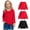 Red, variant on Hrsba Boys Girls Long Sleeve Kids Round Neck Shirt Unisex Fall Winter Top Solid Color Shirt 3 Pack for 1 to 11 Years