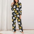 thumbnail image 2 of Honeii Lilies Flowers print Women's Pajama Sets Long Sleeve Button Down Sleepwear Nightwear Soft Pjs Lounge Sets-X-Large, 2 of 7