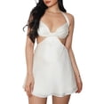 thumbnail image 1 of xiaxaixu Mini Dresses for Women Halter Sleeveless Backless Ruched Bust Solid Color Flowy Satin Dress, 1 of 7