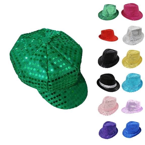 Evdexr 2026 Sequin Fedora Hat For Women Men Glitter Disco Retro Hats Shining Dance Western Hat Purple